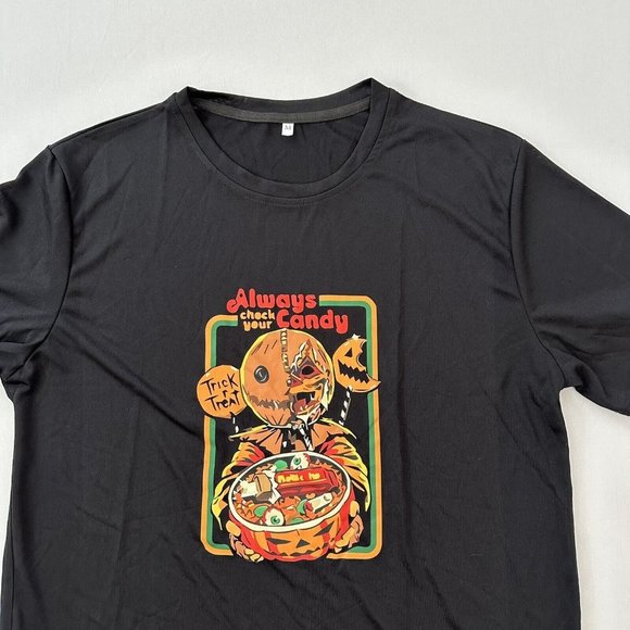 Trick r Treat Halloween Shirt Adult M Black Crew Neck Always Check Your Candy M - Picture 5 of 14